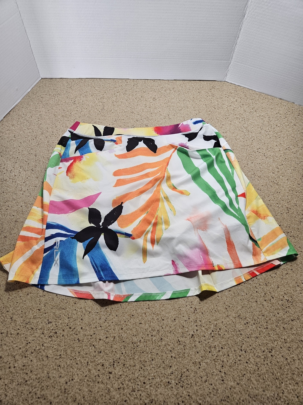 RLX Ralph Lauren White Tropical Multi-Color Circle Skirt